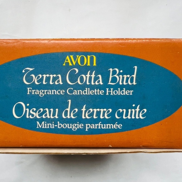 Avon Terra Cotta Bird Fragrance Candle Holder Unused With Box Vintage Canada 7" - Picture 8 of 11